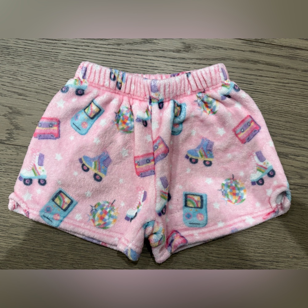 Iscream, Plush Sleep Shorts, Size M (8-10), Roller Skate/Disco Design